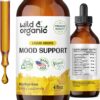 Wild & Organic Mood Support Supplement - Natural Liquid Drops for Positive Energy - Calm Mind Supplement for Women and Men - Non-Alcohol Ashwagandha & Rhodiola Rosea Root Tincture for Good Mood - 4 oz