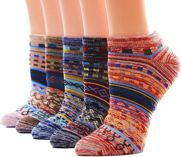 Womens Socks Gifts For Women Ankle Warm Cotton Vintage Liner Socks Pack of 5 Pair …