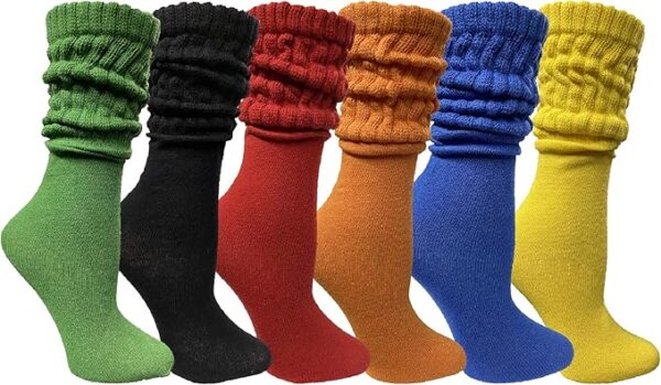 Yacht & Smith 6 Pairs Women's Scrunched Slouch Socks, Cotton Boot Socks Bulk Pack for Everyday Comfort & Style, Size 9-11