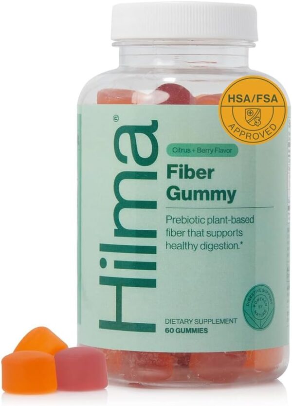 Hilma Prebiotic Fiber Gummies – Daily Fiber Supplement, Gummies for Adults – Supports Gut Health for Women & Promotes Regularity – Citrus & Berry Natural Flavor – FSA Eligible, 60 Count