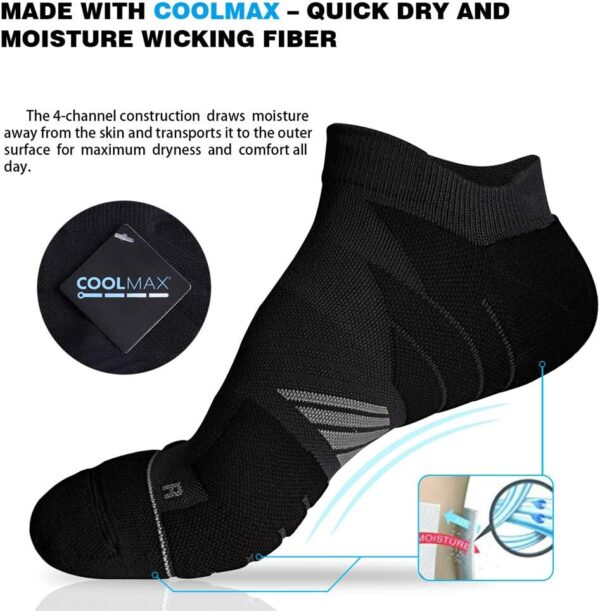 Hylaea No Show Running Athletic Anti-Blister Wicking Coolmax Socks, Seamless Anti-odor - Image 4