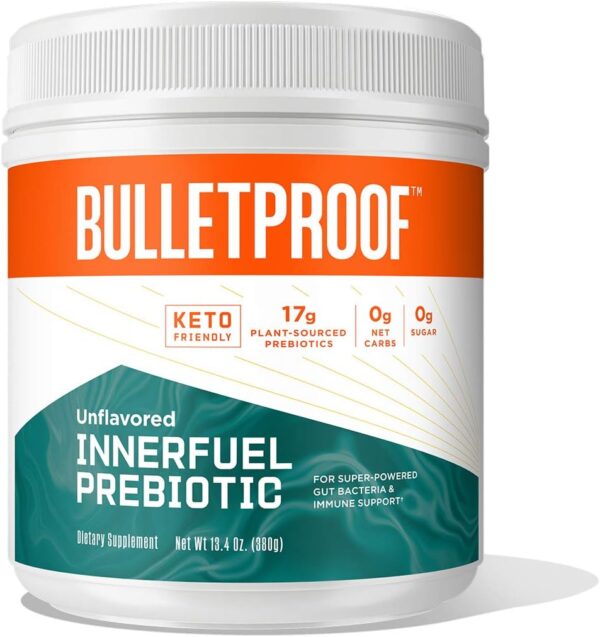 Bulletproof Unflavored Innerfuel Prebiotic Fiber Powder, 13.4 Ounces, Supplement for Gut Health, Digestive Health and Immune Support, Plant Sourced Prebiotics, 0g Sugar