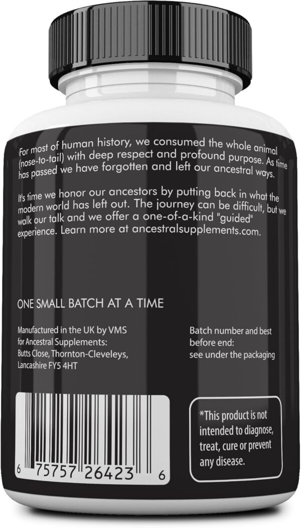 Ancestral Supplements Grass Fed Beef Organ Supplement, Supports Whole Body Wellness with Proprietary Blend of Liver, Heart, Kidney, Pancreas, Spleen, Freeze-Dried Beef, Non-GMO, 180 Capsules - Image 2