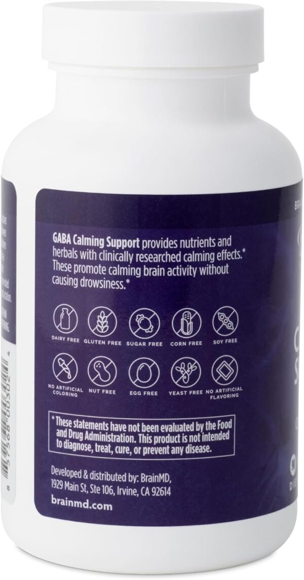 Dr Amen BrainMD GABA Calming Support - 90 Capsules - Promotes Relaxation - Contains Magnesium, Vitamin B6 & Lemon Balm - 90 Servings - Image 4