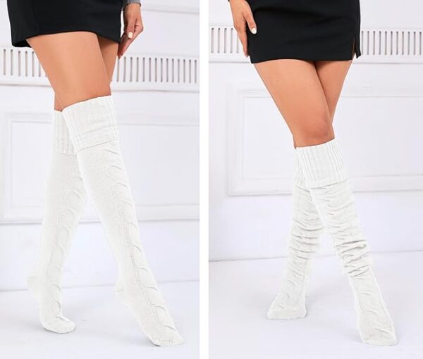 Leoparts Women's Knitted Thigh High Socks Winter Soft Extra Long Over Knee High Stocking Leg Warmers - Image 2