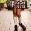 Women’s Beige Knee-High Socks - Organic Cotton - School Uniform, Ivory Boot Socks, Winter Warm Over the Calf Socks – One Size 6-10 - Image 6