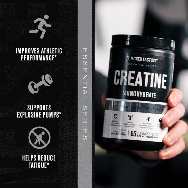 Jacked Factory Creatine Monohydrate Powder 425g - Creatine Supplement for Muscle Growth, Increased Strength, Enhanced Energy Output and Improved Athletic Performance 85 Servings, Unflavored - Image 5