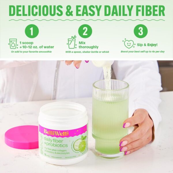 Daily Fiber Supplement with Added Collagen, Probiotics and Electrolytes | Supports Digestive Health and Regularity | Cucumber Lime Mint | 16 Servings - Image 4