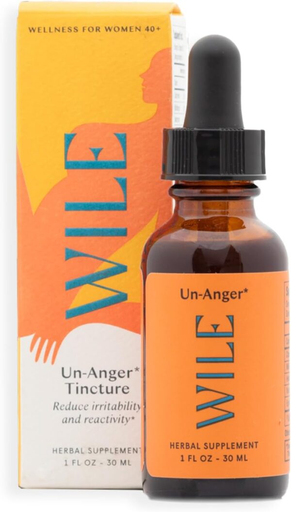 WILE Un-Anger Tincture for Women - Calm, Focus & Mood Support Supplement with Kava, Chaste Tree Berry & Milk Thistle - Herbal Perimenopause Liquid Drops Supplements for Stress, PMS, Menopause, 1FL oz