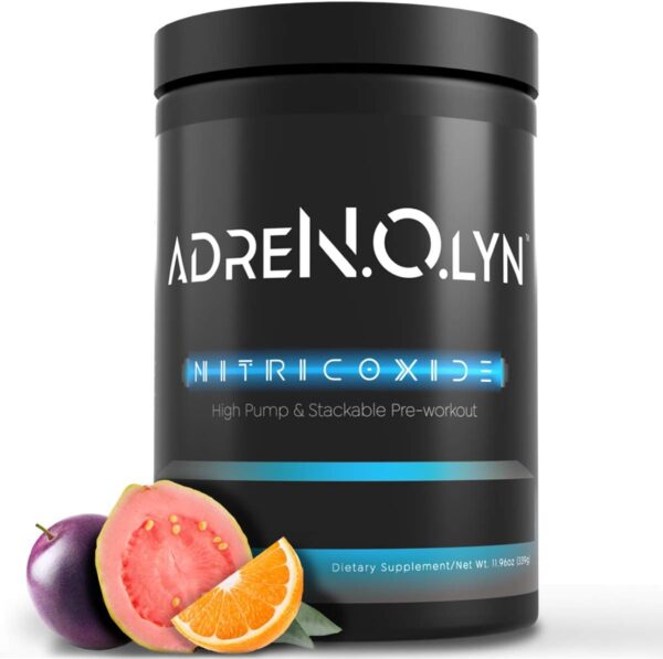 BLACKMARKET AdreNOlyn Stim Free Pre Workout - Caffeine Free Flavored Powdered Drink Mix for Men & Women, Nitric Oxide Booster, Non Stimulant (Passionfruit Orange Guava, 25 Servings)