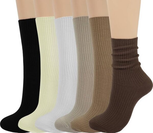 BomKinta Calf Socks for Women - Thin Solid Cotton Crew Socks - Casual Cute Above Ankle Socks