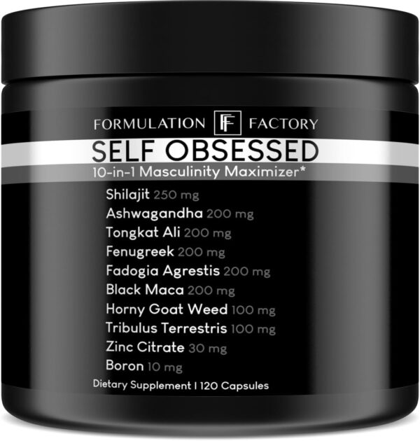 Self Obsessed: 10-in-1 Masculinity Maximizer for Men, Muscle Growth, Energy, Drive, Stamina, Endurance, Strength, Cognition, Recovery, Booster, Enhancer, Shilajit, Tongkat, Fadogia, Maca (2 Months)