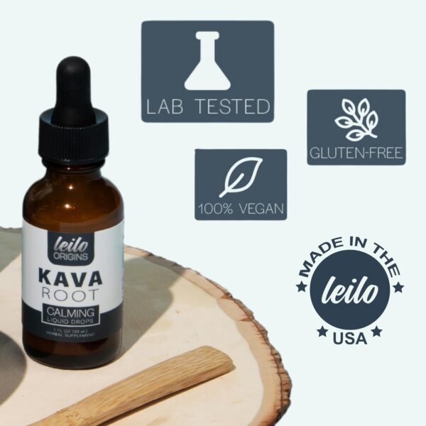 LEILO Kava Root Liquid Extract | Concentrated Kava Drops to Support Relaxation | 70% Extraction Strength - Alcohol-Free | (1 Fl Oz, 30 Servings) - Image 3